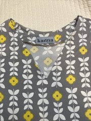 Karina Dress Grey with White and Yellow Floral Pattern Size Large