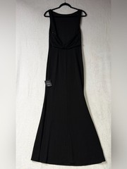 Lulus Exquisite Refinement Black Backless Bow Ruffled Maxi Dress Size L NWT