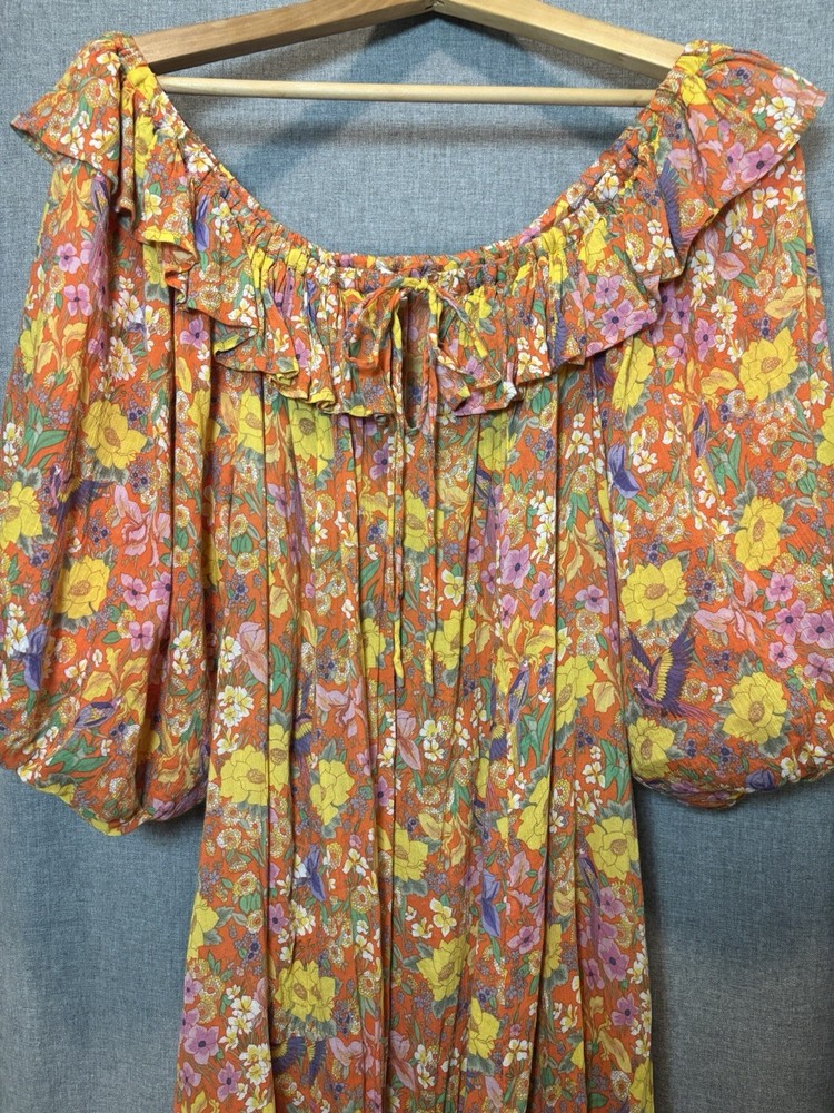 Spell & the Gypsy Collective Floral Dress Vibrant, Orange, Yellow Botanical