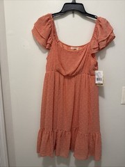 Rewind Junior Size XL Flutter Sleeve Clip Dot Dress