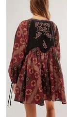 Free People Day Dreaming Mini Dress in Red Boho Western Concert Sz S Patchwork