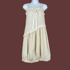 Muyiyan Cream Crochet Lace Overlay Bubble Hem Sleeveless Dress Womens Size S