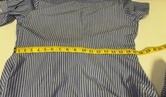 Nanette Lepore Blue Stripe Belted Shirt Dress Side Pockets Sz 10