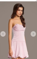 Nwot CRYSTAL DOLL Silky Satin Drop Waist Bubble Mini Dress large (M37)
