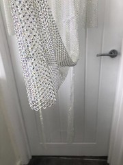 £120 ZARA SILVER RHINESTONE MESH midi maxi bodycon DRESS XS S 8 10 12 Cover Up