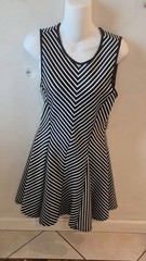 Womens Stretchy Scuba Fabric Dress Black And White Size Large
