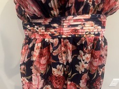 Petal & Pup Linen Halter Maxi Dress Rose Navy Blue Multi Floral Sz Med NEW Tags