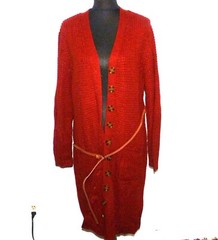Olive & Oak Women&rsquo;s 1X Long Rust Sweater Coat Dress w/ Belt