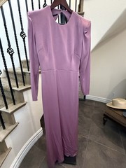 Alex Perry Lilac Strong Shoulder Open Back Gown Dress Size 16 $2601 MSRP Elegant
