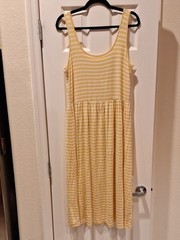 GAP Factory – Sleeveless Yellow and White Striped Midi Dress – Large NWT