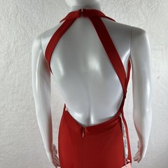 JJ&rsquo;s House NWT Womens 4 Red Trumpet Mermaid Halter Train Jersey Dress Siren Edgy