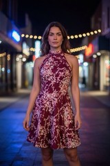 B Darlin NWT Burgundy Floral Halter Fit & Flare Dress Size 3/4 Homecoming Party