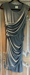 Torn by Ronny Kobo Grey Ribbed Jersey Draped Mini Dress Size Medium