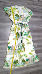 Beau & Ro Midi Dress Size L Short Sleeve Digital Print Drawstring Pockets