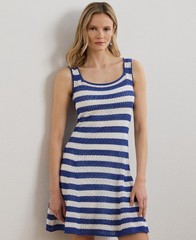 Lauren Ralph Lauren Striped Pointelle-Knit Sweater Dress MSRP $295