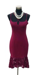 Maria Bianca Nero Evening Wedding Dress 6 Spaghetti Strap Lace Midi Sheath Lace