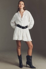 By Anthropologie Embroidered Mini Shirt Dress