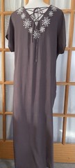 90s Floral Embroidery Maxi Dress OS Purplish Gray Crisscross Lacing Boho Beach