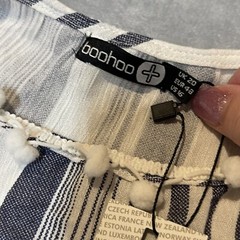 New Boohoo Spaghetti Strap Black White Stripe Sz 20 Midi Swing Dress Boho Soft