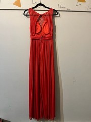 009-0039 B. Darlin Red Sleeveless Gown with Embellished Neckline and Sheer Back