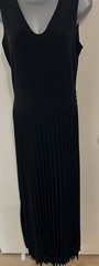 Yami Moda Made In Italy Black Lurex Blend Pleated Maxi Dress Size 12 Tie Back