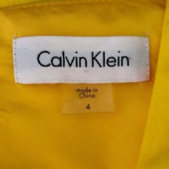 Calvin Klein Yellow Lace Up Grommet Shift Dress Sz 4 V-Neck Sleeveless A-Line
