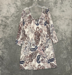 Cato Women Paisley Print Shift Dress 22/24W Plus Boho Chic Neutral Maximalist
