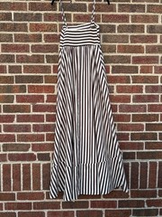 Commense spaghetti strap brown and white stripe maxi dress size S