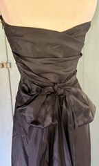 Vera Wang Maids Black Strapless Tiered Satin Long Gown Dress 8/10