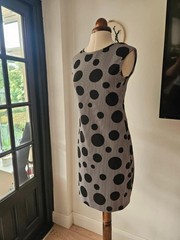 Fervente Black & White Polka Dot Stripe Stretch Dress
