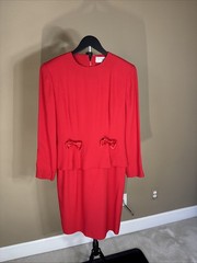 Vintage Talbots Albert Nipon Dress Womens 6 Red Nylon Acetate Made in USA