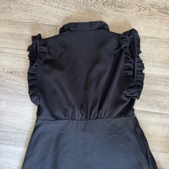 IRO Paris Hurray Ruffle Trimmed V Neck Black Midi Dress EU 40 US 8 Luxury $495