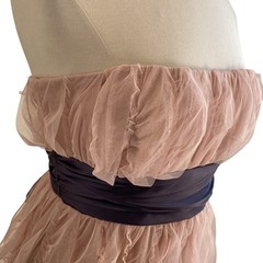 JUMP GIRL Strapless Ruffle Mini Dress Womens Sz 6 Blush Pink Grey Sash Fairy