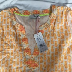 Vineyard Vines Dress Womens XL Safety Yellow Pineapple Print Tiered 2Q010887