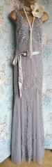 Lanamarie Ariella grey beaded lace 20s Gatsby Occasion wedding evening dress 8