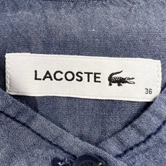 LACOSTE Shirt Dress Women 36 Blue Excellent Band Chambray Midi Belt Tie Long
