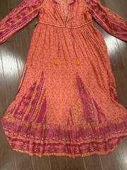 Free People Women’s Sz XL Happy Feelings Maxi Dress Peasant EUC Pink/Orange