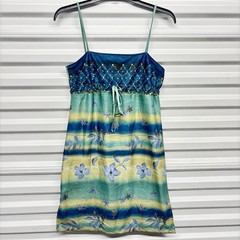 Y2K Fairycore Vintage Boho Coconut Girl Grunge Babydoll Mini Dress Teal Green S