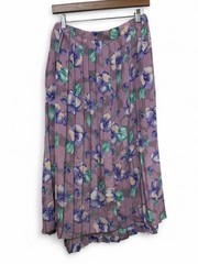 Andrea Gayle Purple Floral Pleated Mini Dress Women&rsquo;s Balloon Sleeve Size L