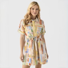 Hunter Bell Peyton Mini Shirt Dress Linen Blend Happy Hour S M L NWT Summer