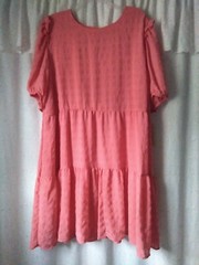 Rewind Babydoll Dress 2X CORAL SALMON Textured Tiered Short Sleeve Lined NWT