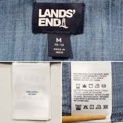 Lands&rsquo; End Women Medium 10-12 Shirt Dress Midi Blue Soft Indigo Pockets Lyocell