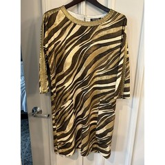 GRAYSE Black Label size S Brown/Gold Tiger Animal Print DRESS Pockets USA Z23