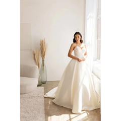 Elegant Ball Gowns Evening Dresses A-line Satin Elegant Dresses White Party Gown