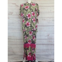 Notations Tropical Floral 2‑Pc. Set M Button Top Maxi Skirt Rayon Mexico – Meas