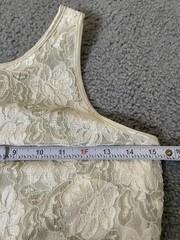 Floral Halter Neck Maxi Dress Sz S Ivory Beige Crossover Back Sequins Party
