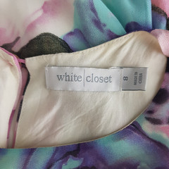 White Closet Womens Size 8 Multi-Coloured Floral Varied Hem High Neck Dress