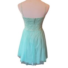 City Triangles Mint Green Lace Tulle Fit Flare Party Dress 9 Metallic Prom Mesh