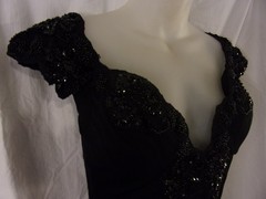 Vicky Tiel Couture Bergdorf Goodman Little Black Dress Beaded Trim 2/4 STUNNING