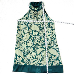 ARK Halter High Neck Dress Womens Size M Green Floral Keyhole Back Silk Blend